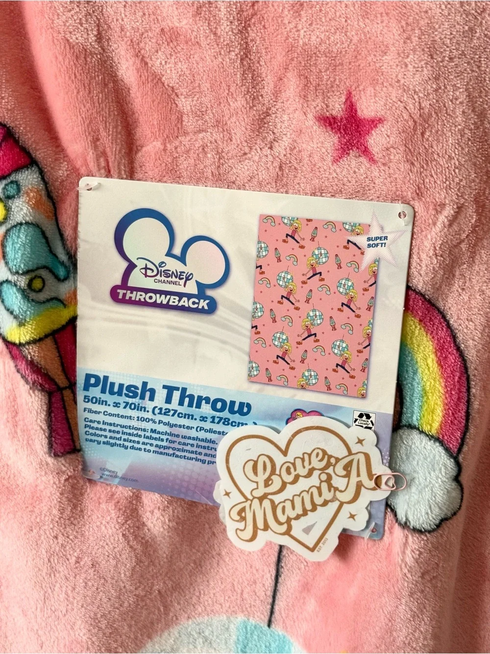 Disney “Lizzie McGuirre” Cartoon Plush Throw Blanket with Multi-Color Accents